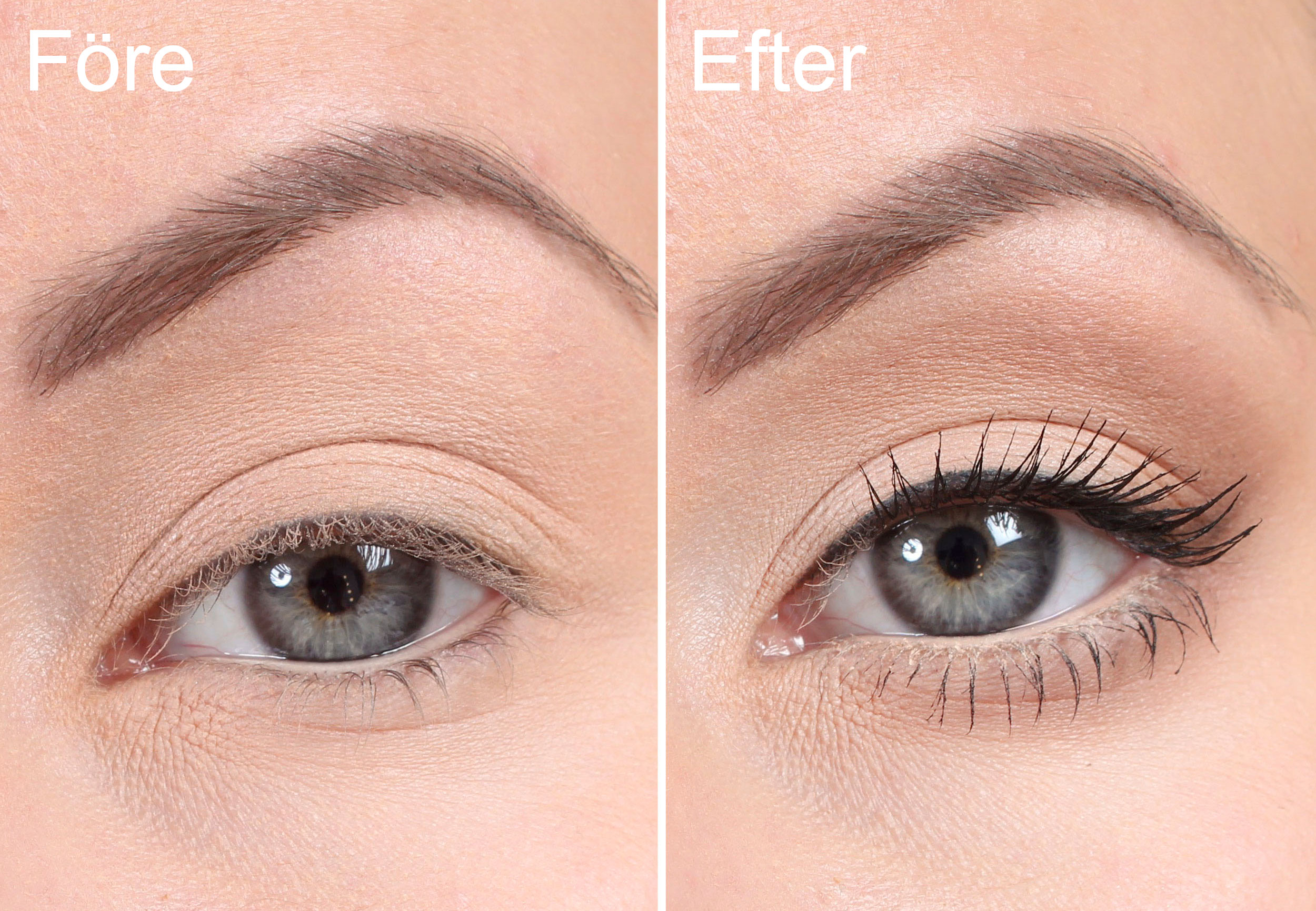 Maquilla los ojos más grandes antes y después.