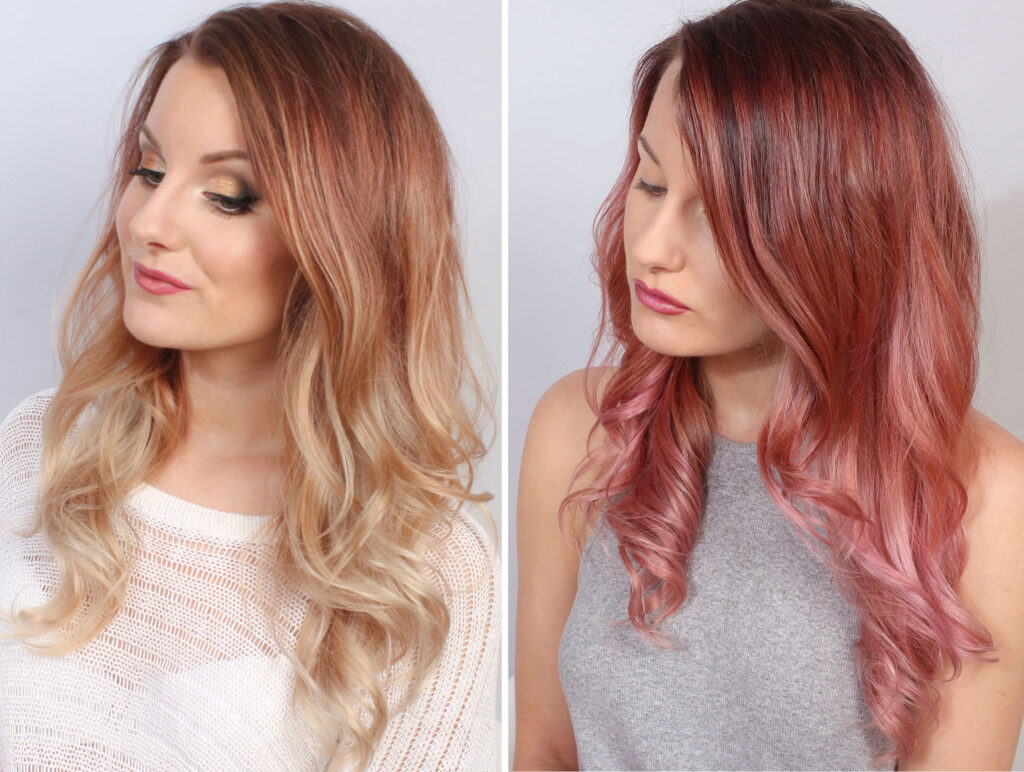 red ombre pink balayage